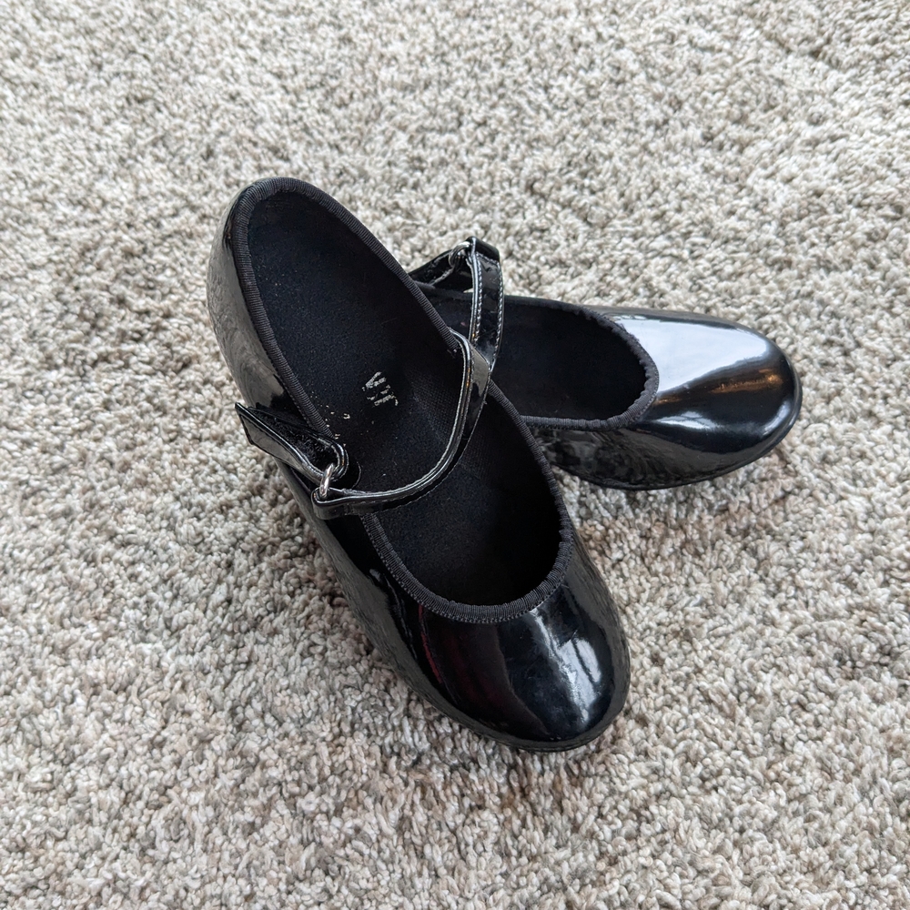 Black Patent Leather Kids Toddler Tap Shoes